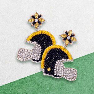 Steelers Football Team Colors Beaded Crystal Helmet Earrings